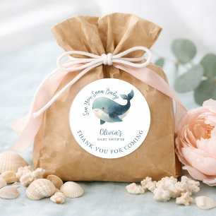 Sea You Soon Whale White Thank You Baby Shower Classic Round Sticker