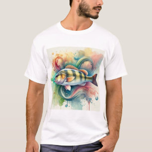 Seabass Moronidae 280624AREF113 - Watercolor T-Shirt