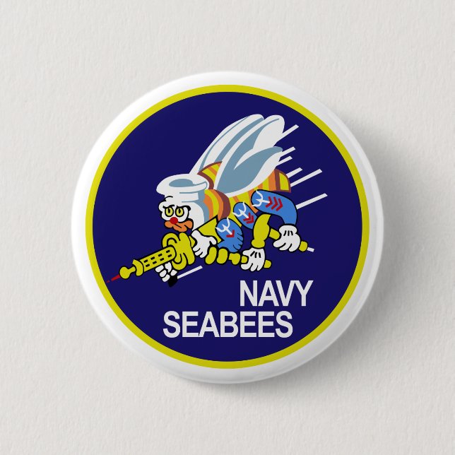 Seabees NAVY 6 Cm Round Badge (Front)