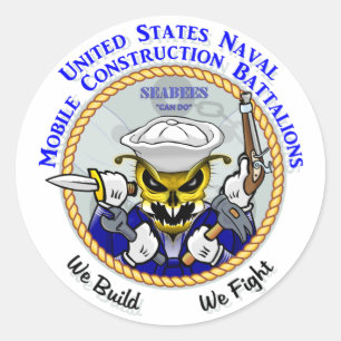 Seabees, We Build - We Fight Classic Round Sticker