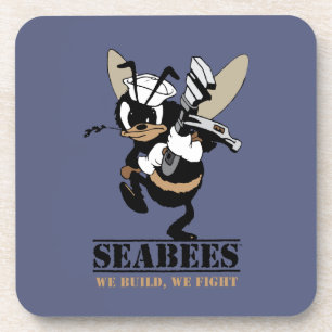 Seabees We build We Fight Hard Plastic Coaster