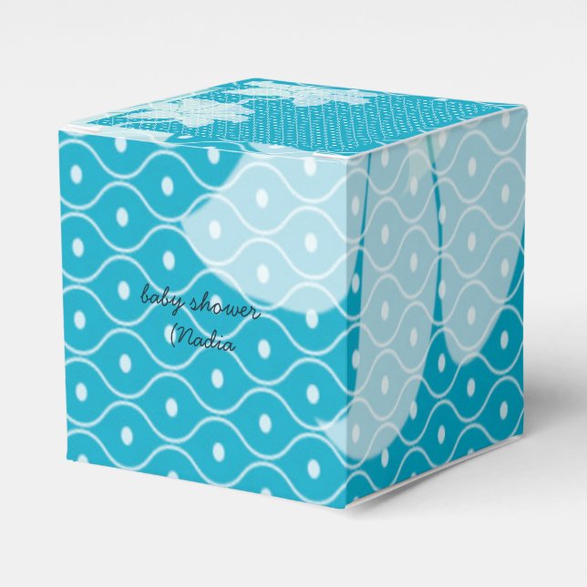 seablue white flower simple elegant favour box (Front Side)