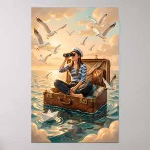 Seabound Daydream in a Floating Suitcase Poster