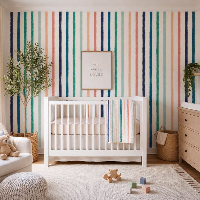 Seabreeeze Stripes Wallpaper (A little color, a lot of calm.  The kind of space that grows with them.)