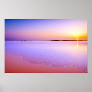 Seacoast Ocean Sea Nature Blue Water Sunset View Poster