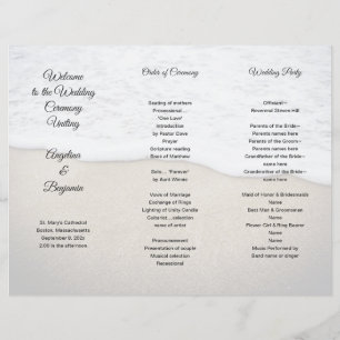 Seacoast Wedding Program Photo Template Tri-fold
