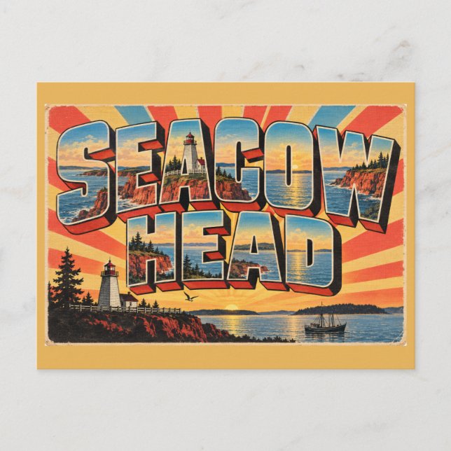Seacow Head PEI Octagonal Lighthouse Cliffs Art Postcard (Front)