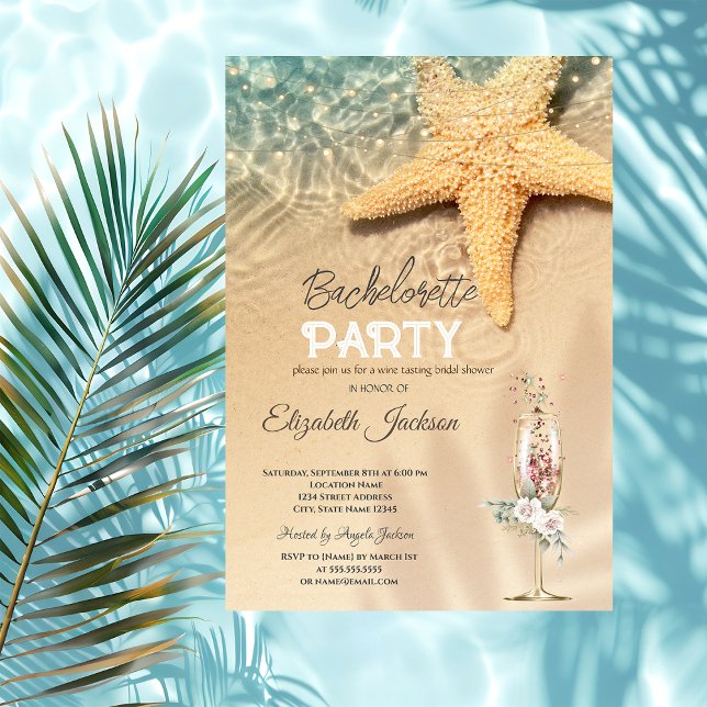 Seafish String Lights,Flowers Glass Bachelorette Invitation (Creator Uploaded)