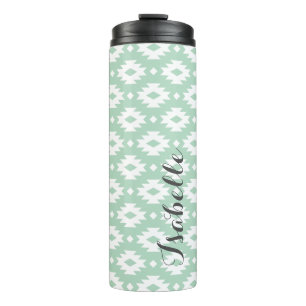 Seafoam and Grey Aztec Monogram Thermal Tumbler