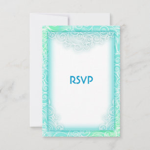 Seafoam Aqua and White Beach Weding RSVP Card