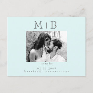 Seafoam B/W Couple Photo Wedding Save the Date Postcard