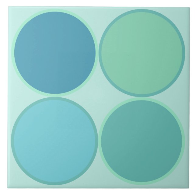 Seafoam colours circle dots ceramic tile (Front)