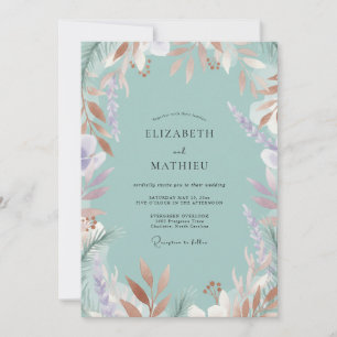 Seafoam Copper Painted Wedding Invitation