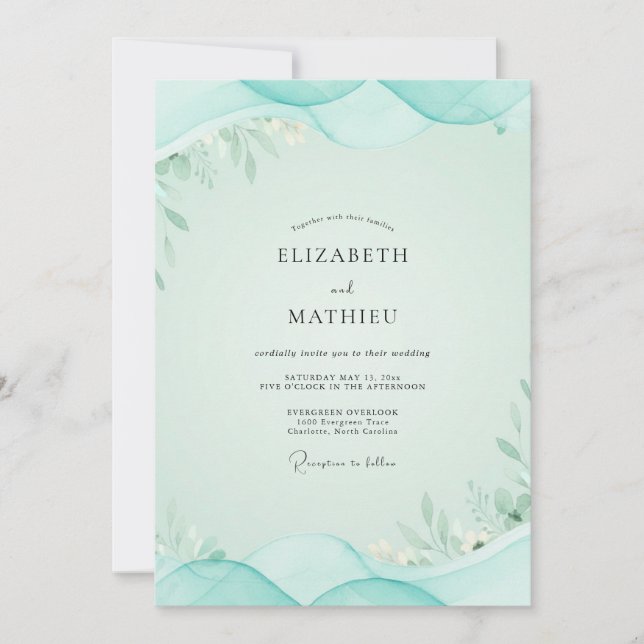 Seafoam Eucalyptus Wedding Invitation (Front)