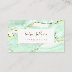 Seafoam green and gold agate business card