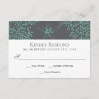 Seafoam Green and Grey Coastal Wedding RSVP