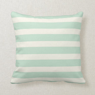 Seafoam Green and Off-White Stripes Cushion
