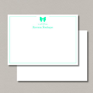 Seafoam Green Chic Bow Border Custom Name Wedding Card