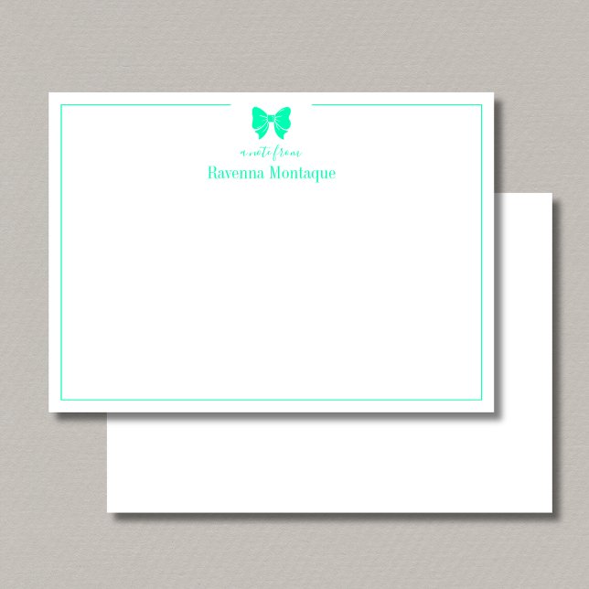 Seafoam Green Chic Bow Border Custom Name Wedding Card (Creator Uploaded)