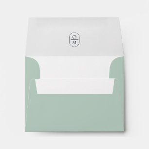 Seafoam Green   Chic Minimalist Monogram Wedding  Envelope