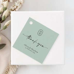 Seafoam Green Chic & Modern Wedding Monogram Favour Tags