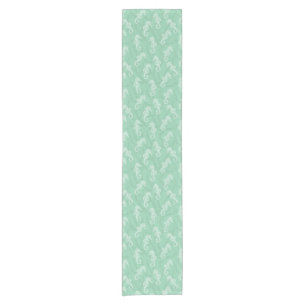 Seafoam Green Coral Reef Seahorse Short Table Runner