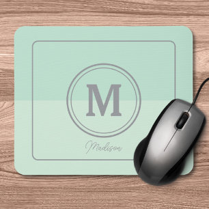 Seafoam Green Custom Monogram Name Mouse Pad