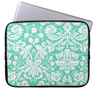 Seafoam Green Damask Laptop Sleeve