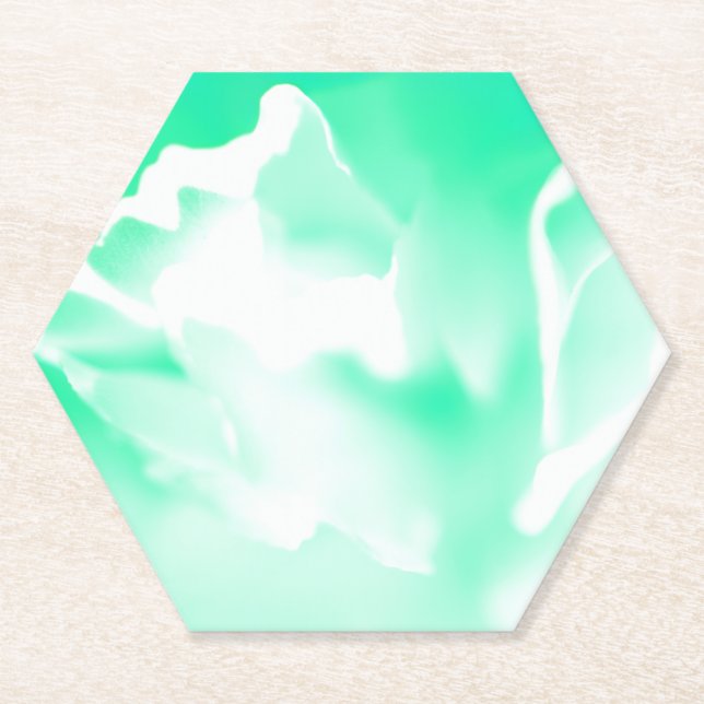 Seafoam Green Floral Paper Coaster (Front)