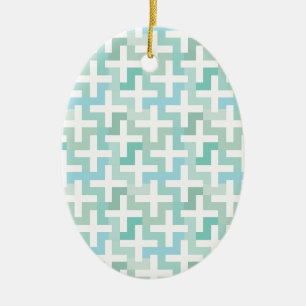 Seafoam Green Geometric Ceramic Tree Decoration