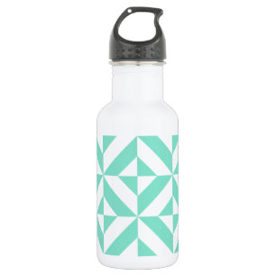 Seafoam Green Geometric Deco Cube Pattern 532 Ml Water Bottle