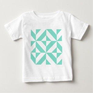 Seafoam Green Geometric Deco Cube Pattern Baby T-Shirt