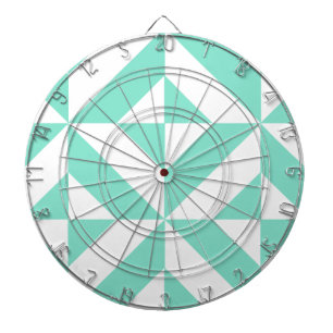Seafoam Green Geometric Deco Cube Pattern Dartboard