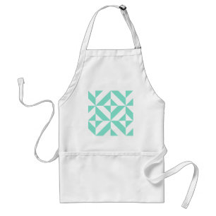 Seafoam Green Geometric Deco Cube Pattern Standard Apron