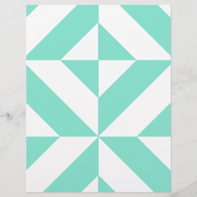 Seafoam Green Geometric Deco Scrapbook Paper (Front)