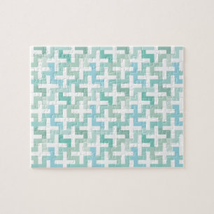 Seafoam Green Geometric Jigsaw Puzzle