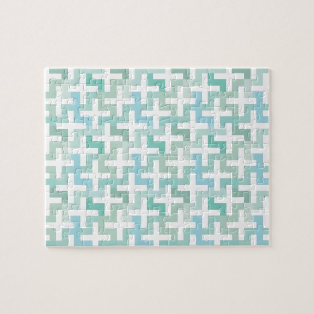 Seafoam Green Geometric Jigsaw Puzzle (Horizontal)