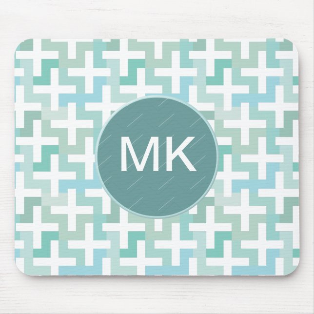 Seafoam Green Geometric Mouse Pad (Front)