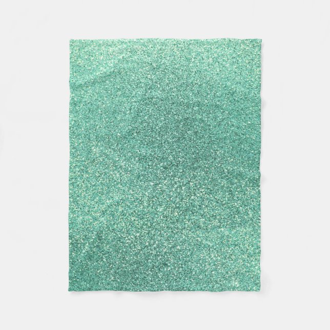 Seafoam green glitter fleece blanket (Front)