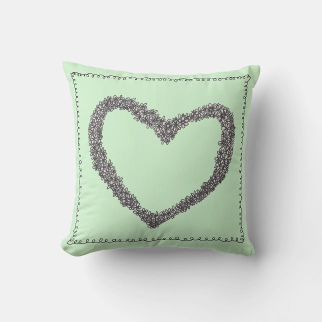 Seafoam Green Heart cushion (Front)