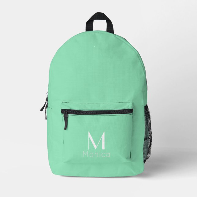seafoam green - personalised  printed backpack (Front)