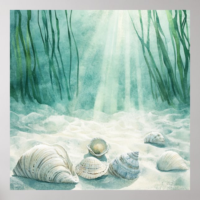 Seafoam Green Seashell Canvas Art Poster (Front)