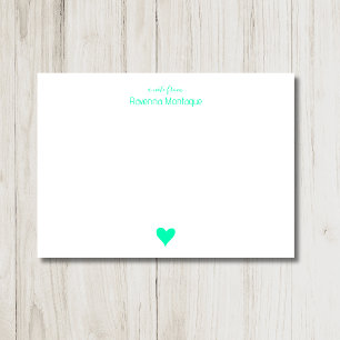 Seafoam Green Simple Heart Custom Name Wedding Card