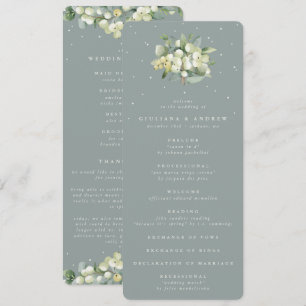 Seafoam Green Snowberry+Eucalyptus Bouquet Wedding Program