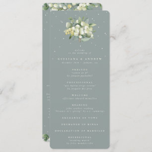 Seafoam Green Snowberry+Eucalyptus Bouquet Wedding Program