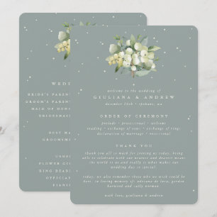 Seafoam Green Snowberry+Eucalyptus Bouquet Wedding Program