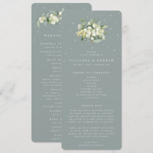 Seafoam Green Snowberry+Eucalyptus Bouquet Wedding Program