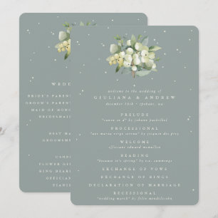 Seafoam Green Snowberry+Eucalyptus Bouquet Wedding Program