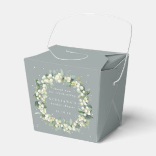 Seafoam Green Snowberry+Eucalyptus Bridal Shower Favour Box