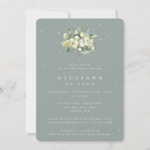 Seafoam Green Snowberry+Eucalyptus Bridal Shower Invitation